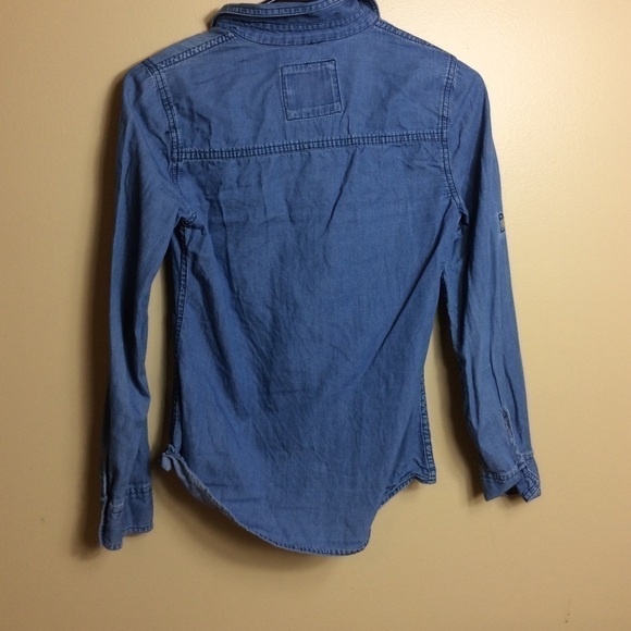 Justice blue chambray long sleeve button down shirt Embellished Size 12. - Picture 6 of 7